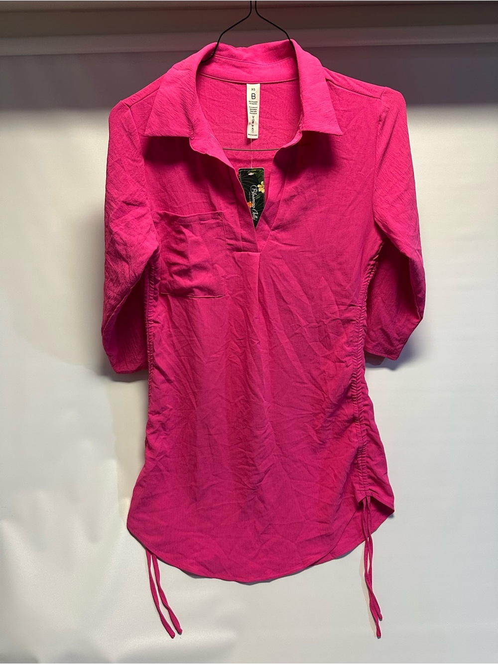 Women's Collared Tunic Top in Vibrant Pink